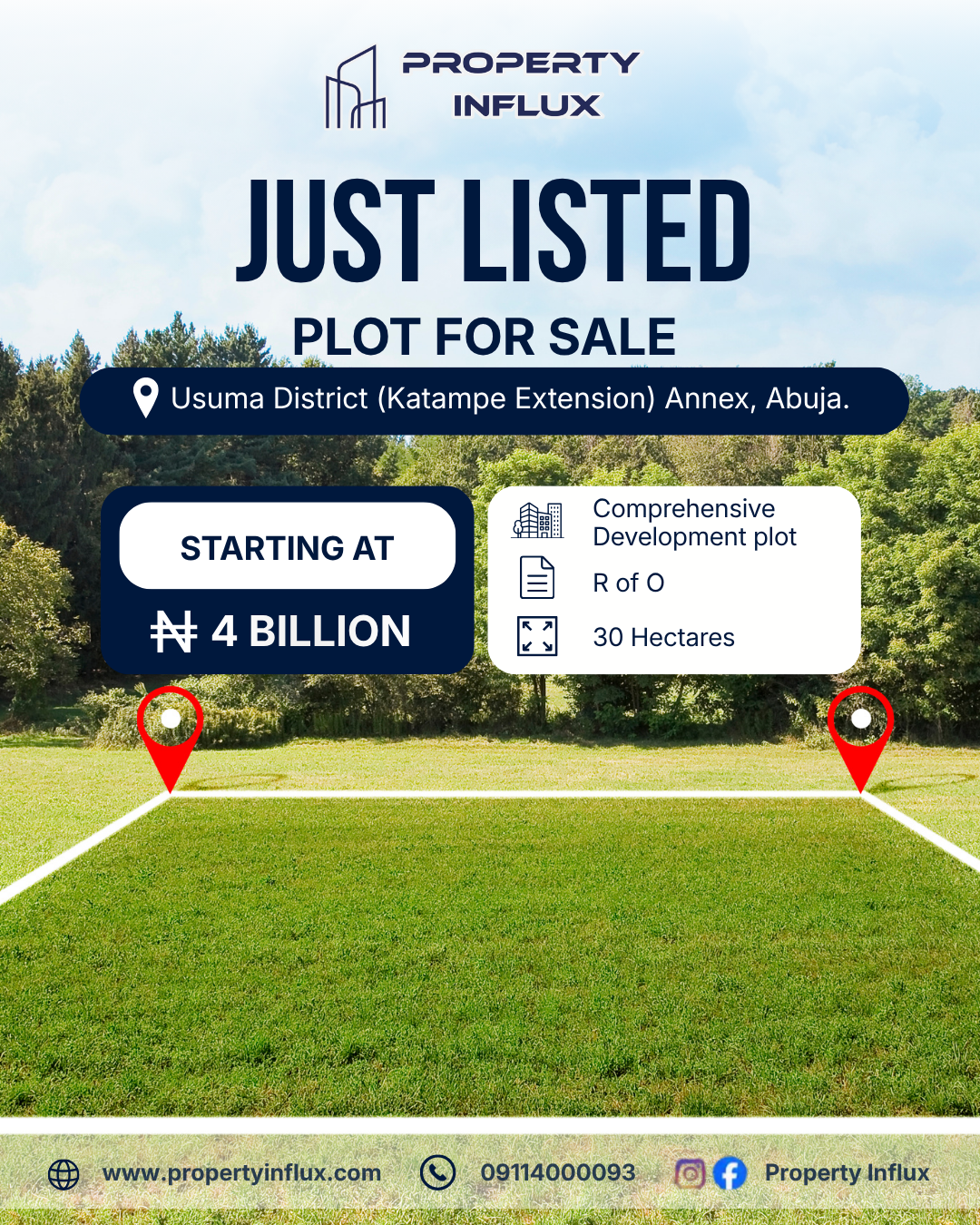 30 Hectares of Land for sale in Usuma District, Katampe Extension